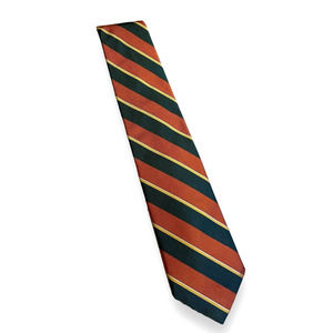 Vintage Henry James LTD Great Britain Diagonal Stripe Orange Black Yellow Tie